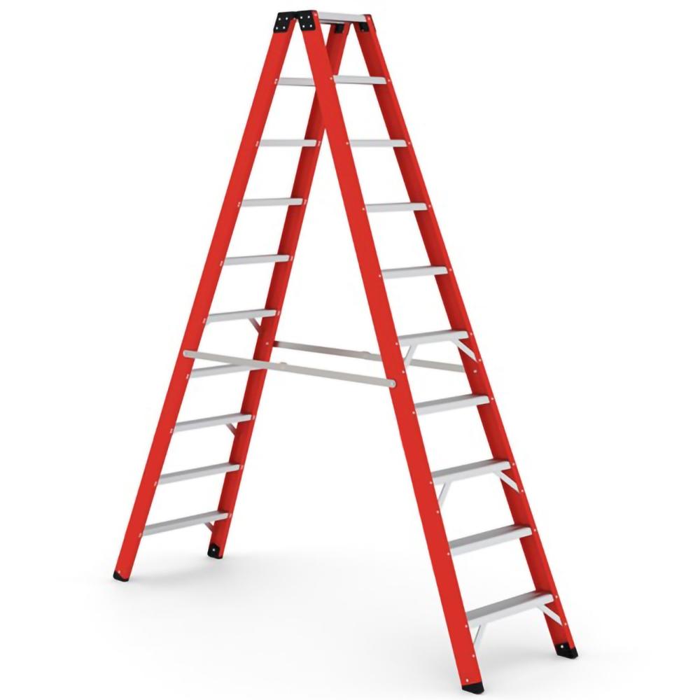 Double Fiberglass Ladder, 10 Wide Steps