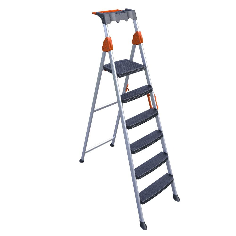 Metal Ladder, 5 Steps, 1.3 Meters, Wide D-shaped Design With A Multi-purpose Cover, 150 Kg Load Capacity, Turkish-made.