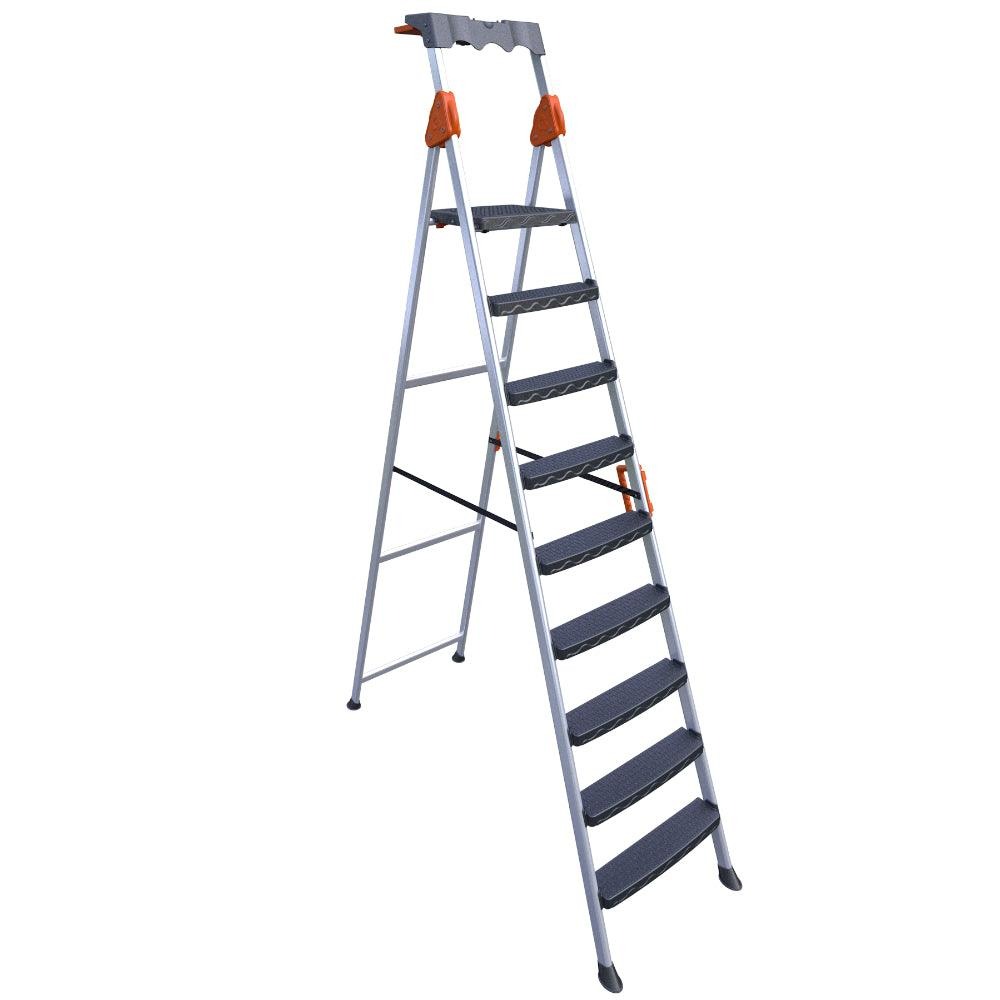 Metal Ladder, 8 Steps, 2 Meters, Wide D-shaped Design With A Multi-purpose Cover, 150 Kg Load Capacity, Turkish-made.