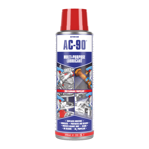 ACTION CAN® AC-90 250 ML CO2 A multi-purpose rust remover and oil spray that combines lubrication, protection, cleaning, and moisture repellency.
