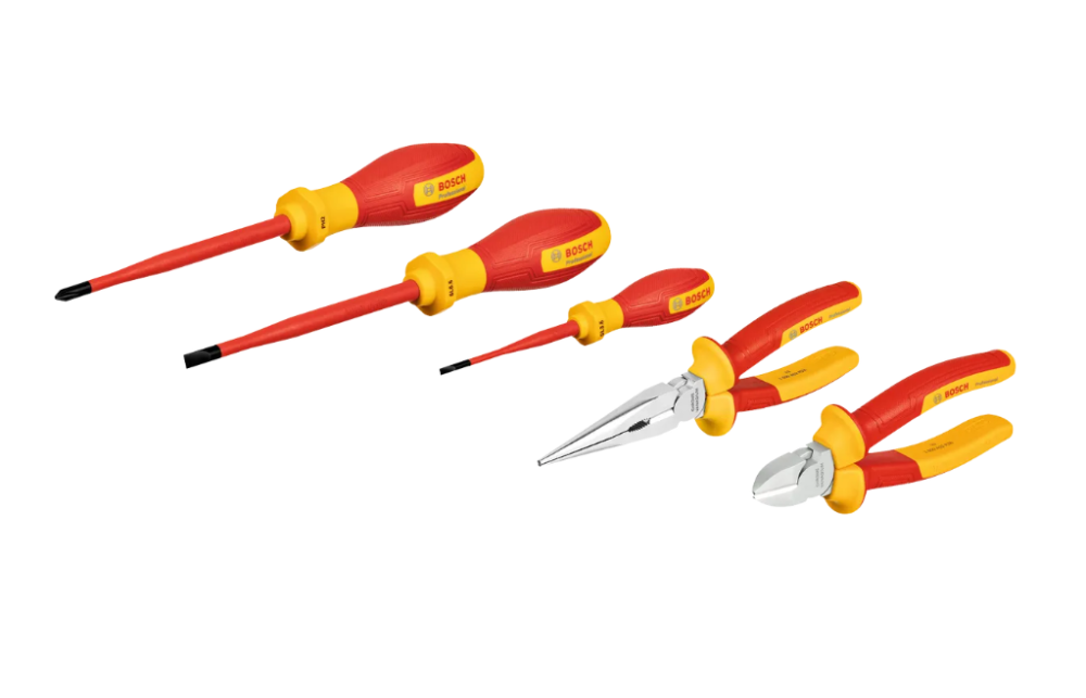 طقم أدوات يدوية معزولة VDE من بوش – مجموعة مختلطة، 5 قطع – احترافية