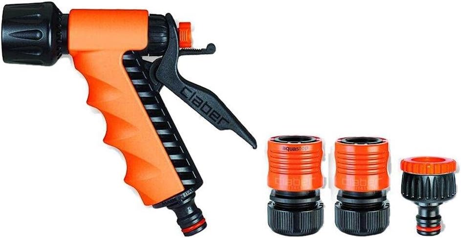 Claber Spray Gun Set, 2 1/2″ Extensions + 3/4″ To 1/2″ Threaded Sleeve, 85510000 – Black Orange