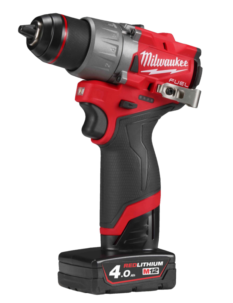 Milwaukee M12 FUEL sub compact drill driver with 2 batteries 12v 4 Ah and charger