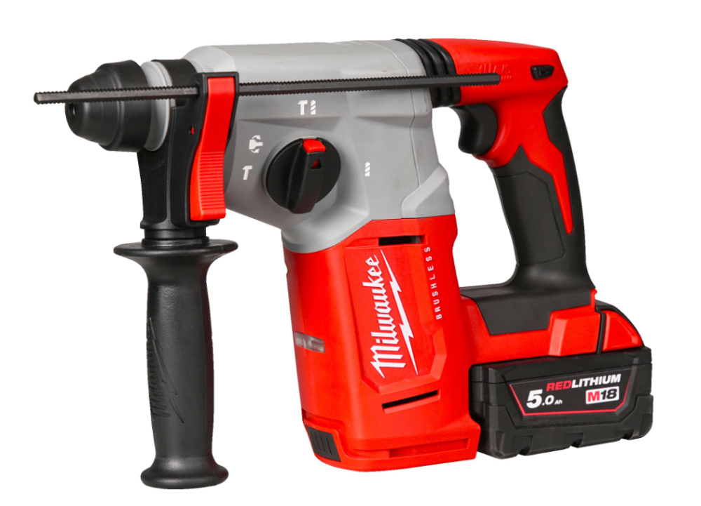 Milwaukee M18 Brushless rotary hammer 26 mm SDS-Plus with 2 battery 5Ah and charger