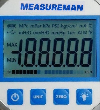 Digital Pressure Gauge 4" Stainless Steel 5 Digits 0-160 Bar