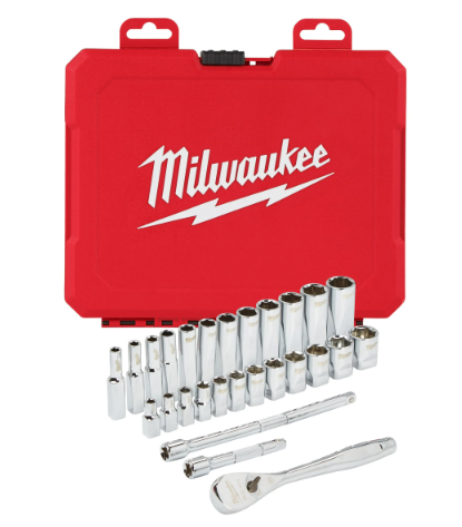 MILWUAKEE 1/4 inch Ratchet And Socket Set 28 PCS