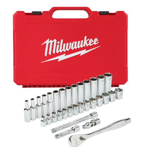 MILWUAKEE 3/8 Drive 32 Pc Ratchet + Socket Set Metric