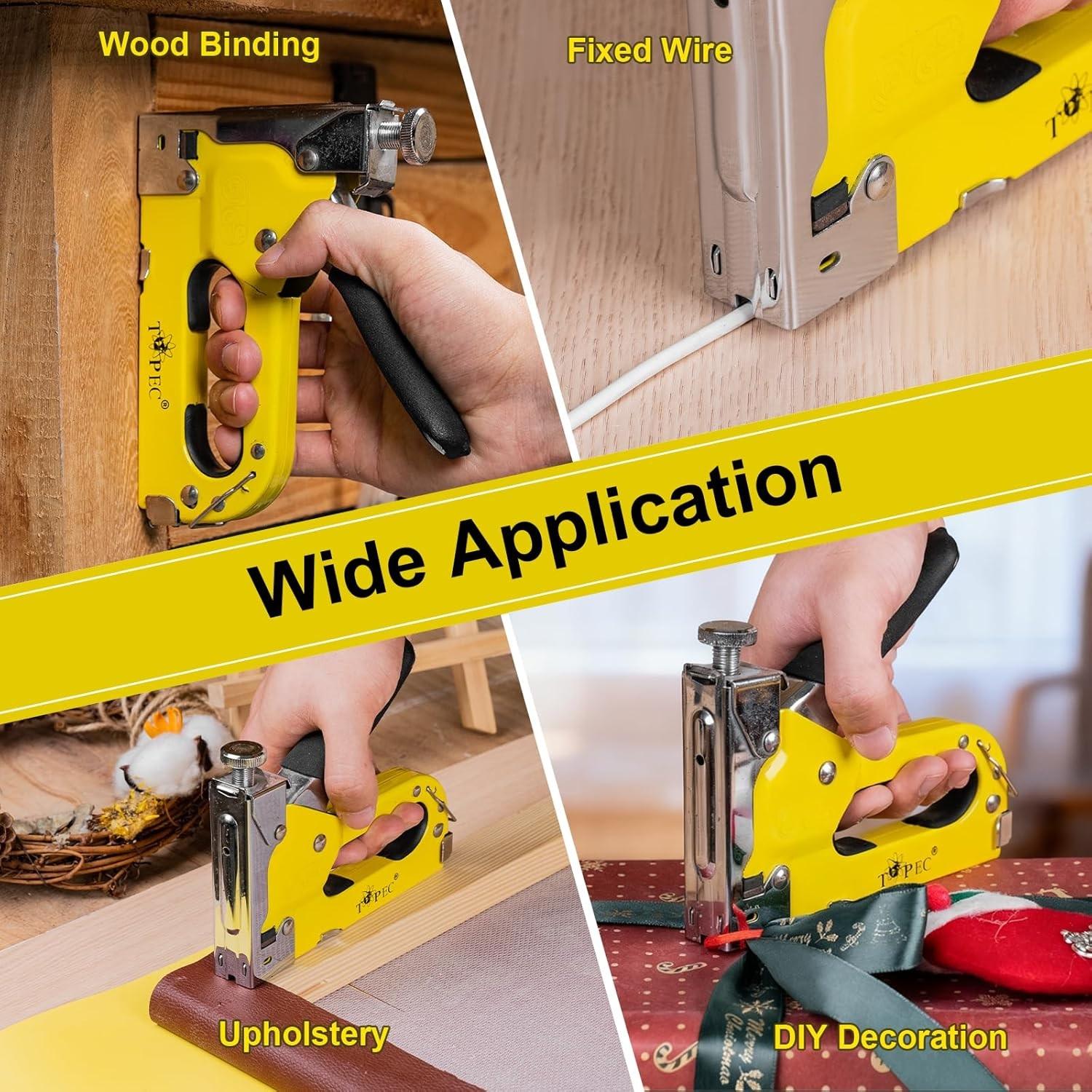 Staple Gun, 3 in 1 Manual Nail Gun with 600 Staples - Heavy Duty Gun for Upholstery, Fixing Material, Decoration, Carpentry, Furniture