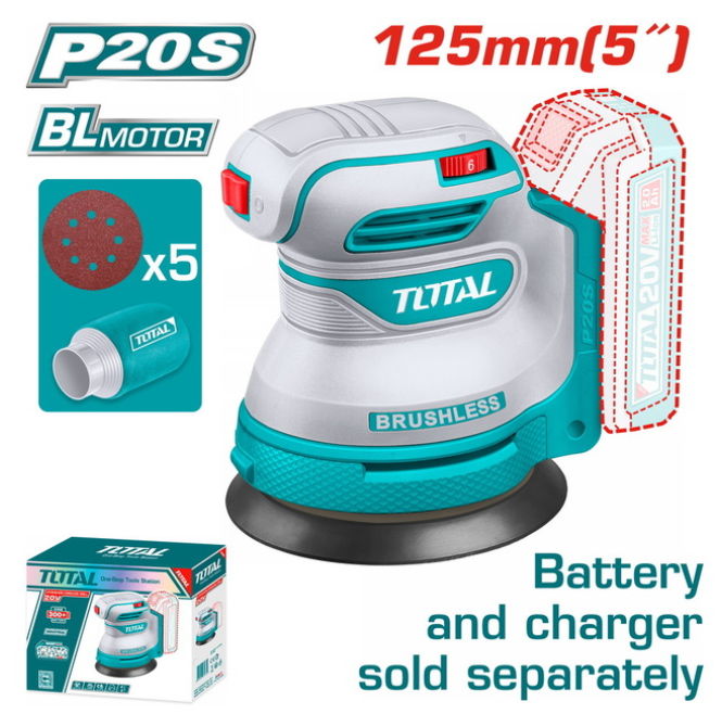TOTAL 20V Cordless  Orbital Sander ( Without Battery & Charger)