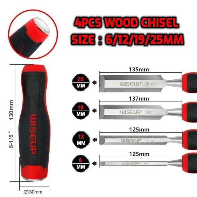 4 PCS Wood Carving Chisel Set For Carving Wood Carpentry Professional Woodworking Chisel Steel Striking Cap Woodcut Mortise Sculpted Tool