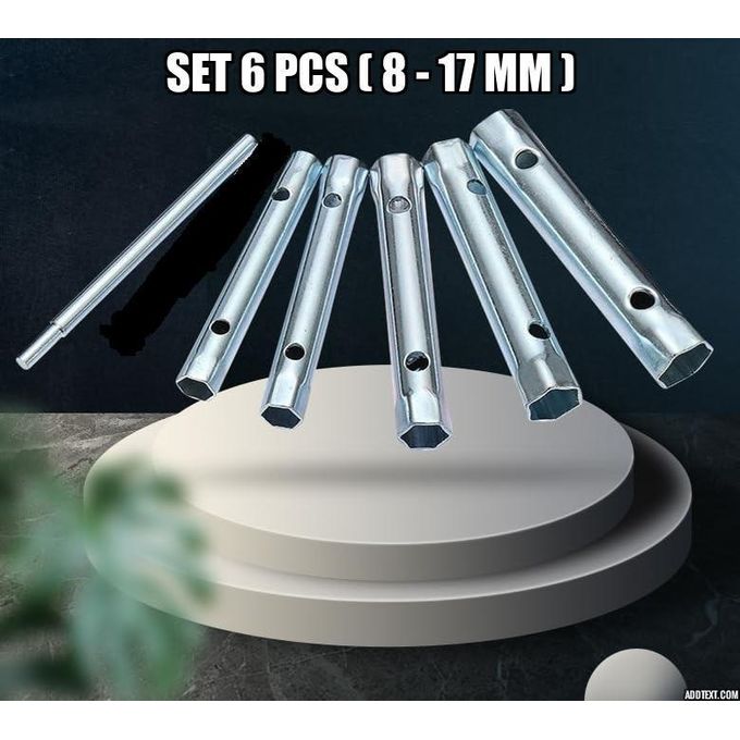 6pcs 8-17mm Tube Spanner Set Metric Tubular Box Wrench Tube Bar Spark-Plug Spanner Steel Double Ended Automotive Plumb Repair
