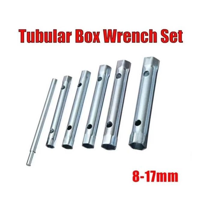 6pcs 8-17mm Tube Spanner Set Metric Tubular Box Wrench Tube Bar Spark-Plug Spanner Steel Double Ended Automotive Plumb Repair