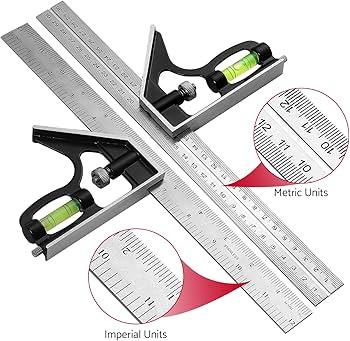 WISEUP Combination Angle Ruler 30cm Stainless