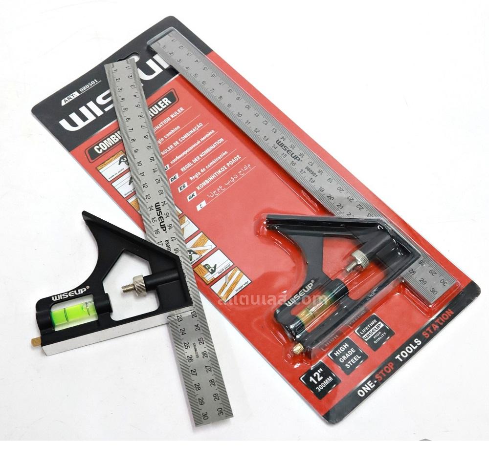WISEUP Combination Angle Ruler 30cm Stainless