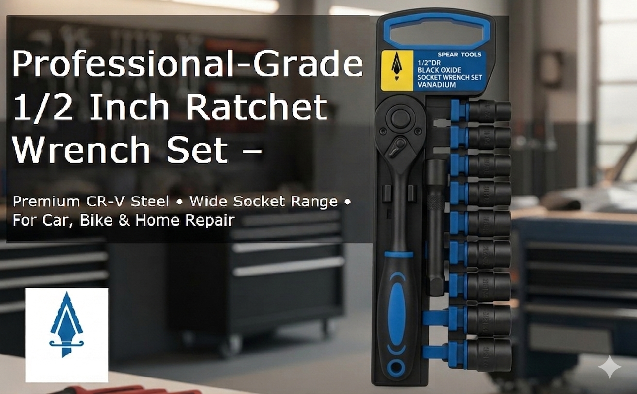 12 Piece 1/2-Inch Square Drive Metric Socket And Ratchet Set - DIY Home Workshop Professional & Car Kit