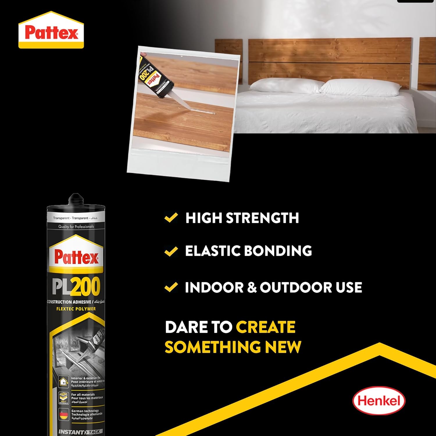 PL200 Construction Adhesive - Polymer Based, Transparent, 290g