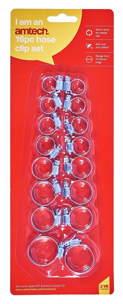 16pc Hose Clip Set Amtech