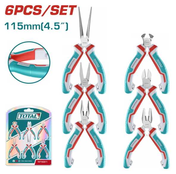 TOTAL MINI PLIERS SET 4.5 Inches 6 PC