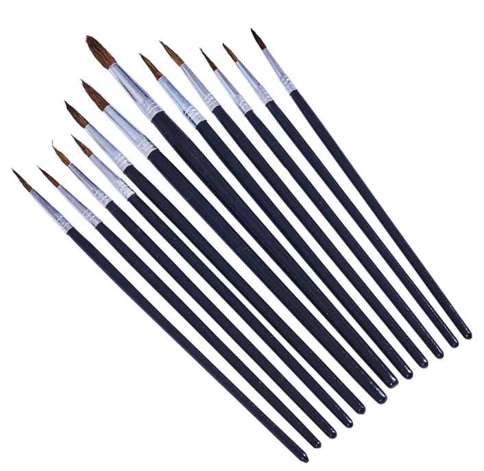 12 Piece Fine Pointed Tip Art Brush Set AMTECH