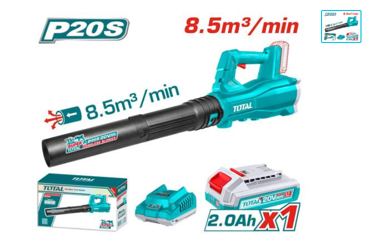 TOTAL 20V Cordless Garden Blower + 1× 2.0Ah Batteries + Charger