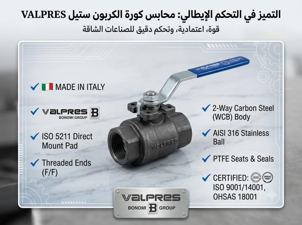 Valpres Carbon Steel Threaded Ball Valve - Bonomi Group (Italy)