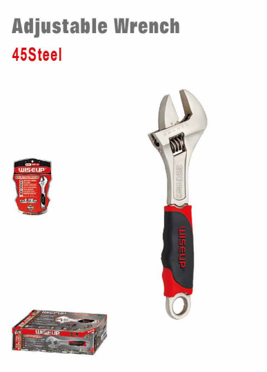WISEUP Adjustable Pipe Wrench 8" – Rubber Handle