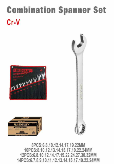 WISEUP Combination Wrench Set – 12 Pieces (6–32mm) – CR-V