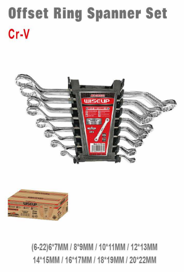 WISEUP Double Ring Wrench Set – 8 Pieces – CR-V