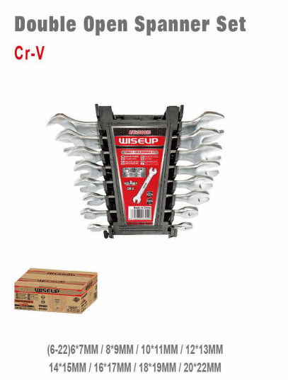 WISEUP Double Open End Wrench Set – 8 Pieces – CR-V