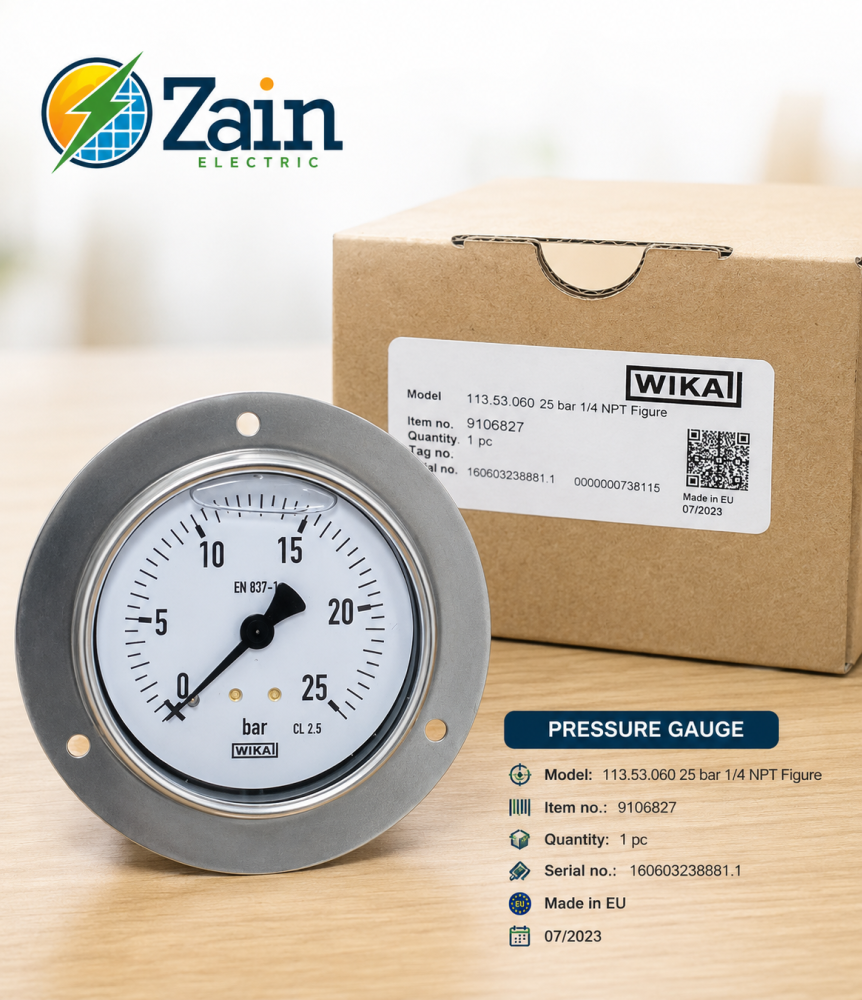WIKA Pressure Gauge 113.53.080 25 Bar 1/4 NPT Center Back Mount