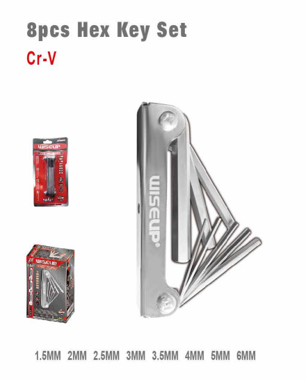 WISEUP 8-Piece Folding Hex Key Set