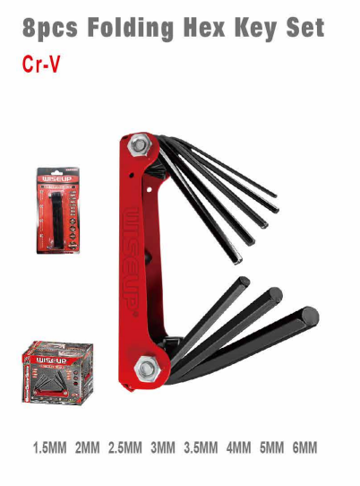 WISEUP 8-Piece Folding Hex Key Set