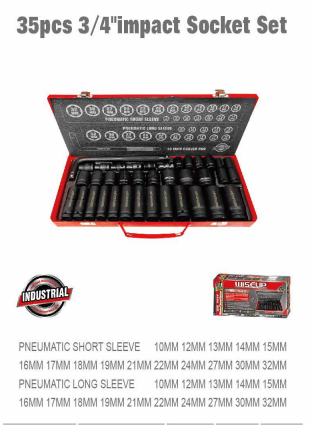 WISEUP 1/2" Socket Set – 35 Pieces (CR-V)