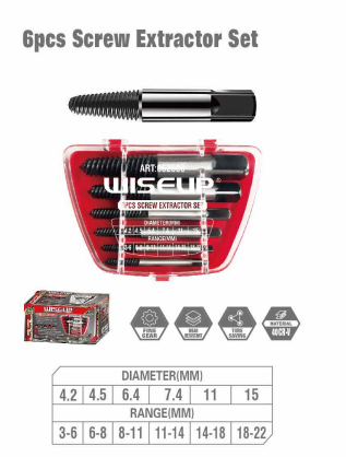 WISEUP 6-Piece Easy Out Extractor Set 3–22 Mm