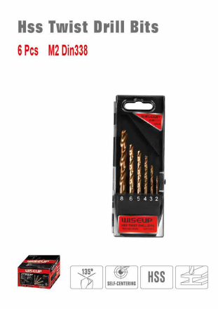WISEUP HSS Twist Drill Bit Set 6 Pcs