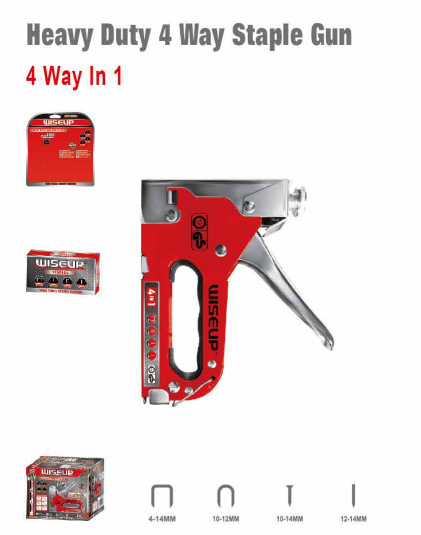 WISEUP Heavy Duty 4-Way Staple Gun 4-in-1