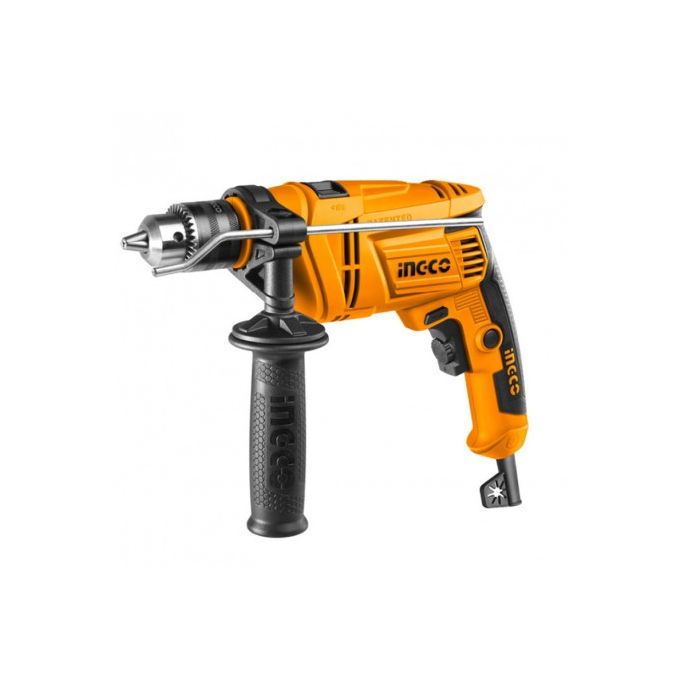 Ingco Id6808 Percussion Drill 680 Watts Professional Screwdriver Chuck Reversible Variable Speed, 2.03 Kilograms, Yellow, Grey