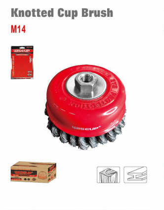 WISEUP Heavy Duty Twisted Cup Wire Brush 4" M14