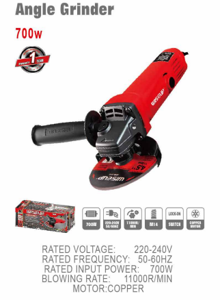 WISEUP Angle Grinder 4.5" 700W