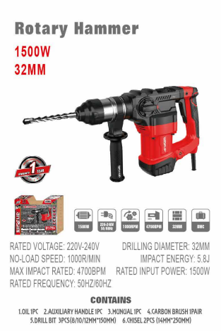 WISEUP Rotary Hammer 32 Mm 1500 W