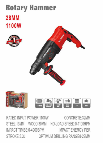 WISEUP Rotary Hammer 28 Mm 1100 W