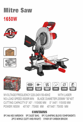 WISEUP Mitre Saw 10 Inch 1650W