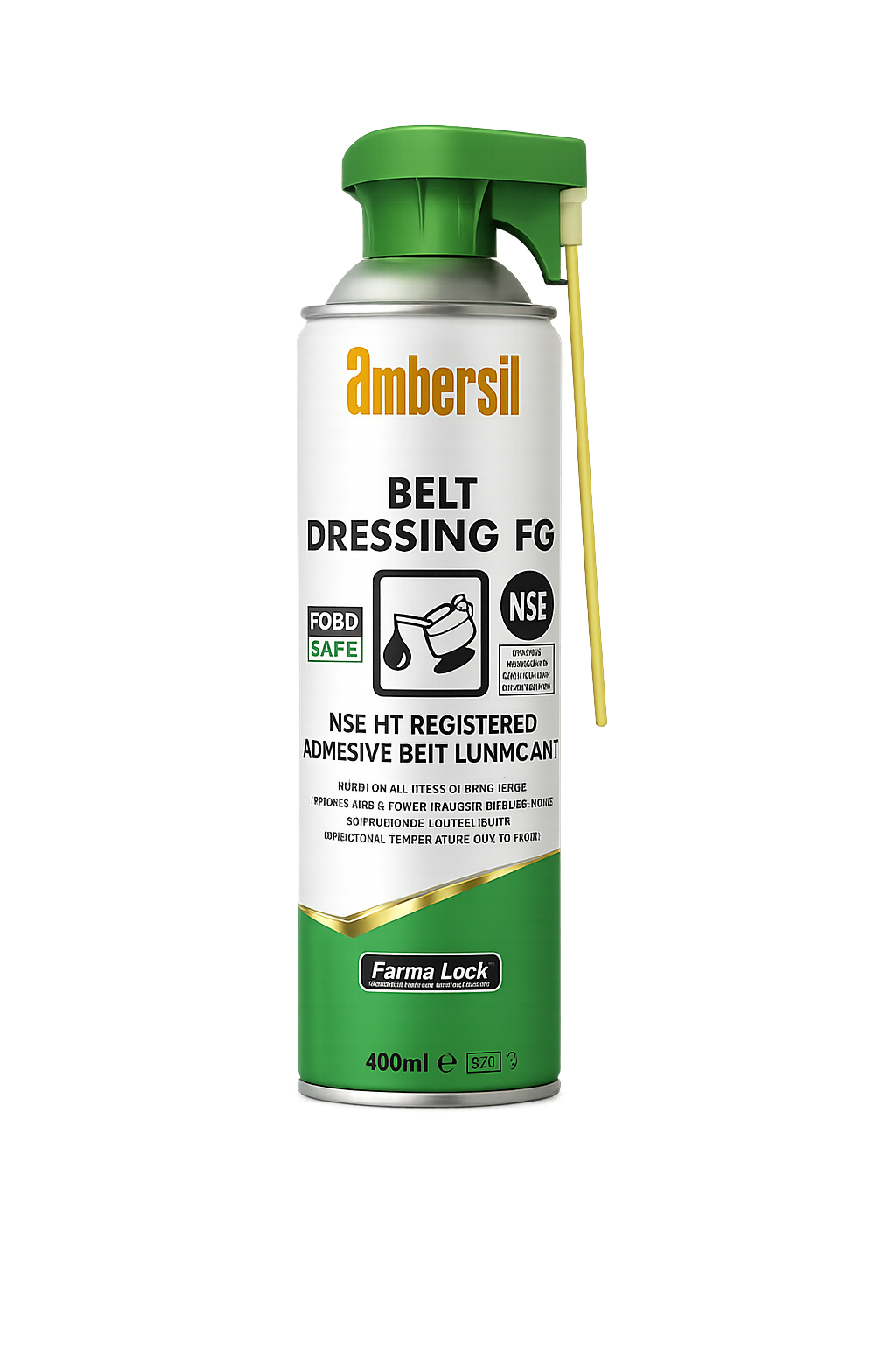 AMBERSIL® BELT DRESSING FG Perma-Lock 400MLبخاخ تزييت معزز أداء السيور الصناعي المعتمد للصناعات الغذائية