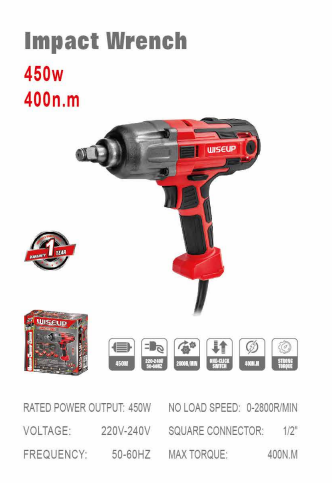 WISEUP Impact Wrench 1/2" 450W – 400 RPM