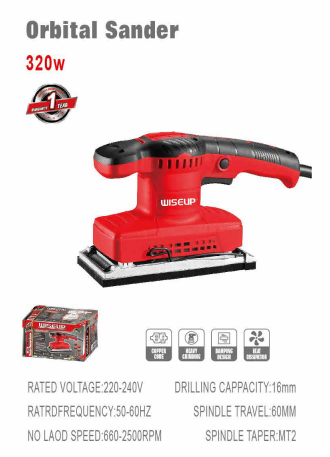 WISEUP Orbital Sander 185 × 93 Mm Variable Speed 280W