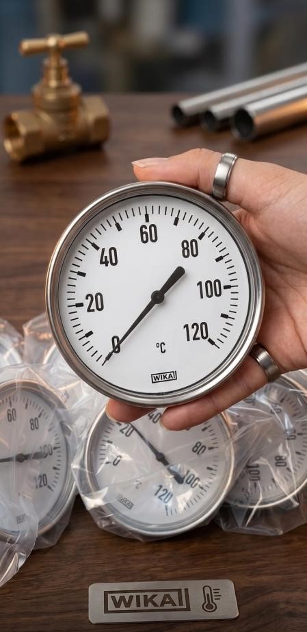WIKA Temperature Gauge A50.10.100 0...120°C L1=100x9mm AL CL.2