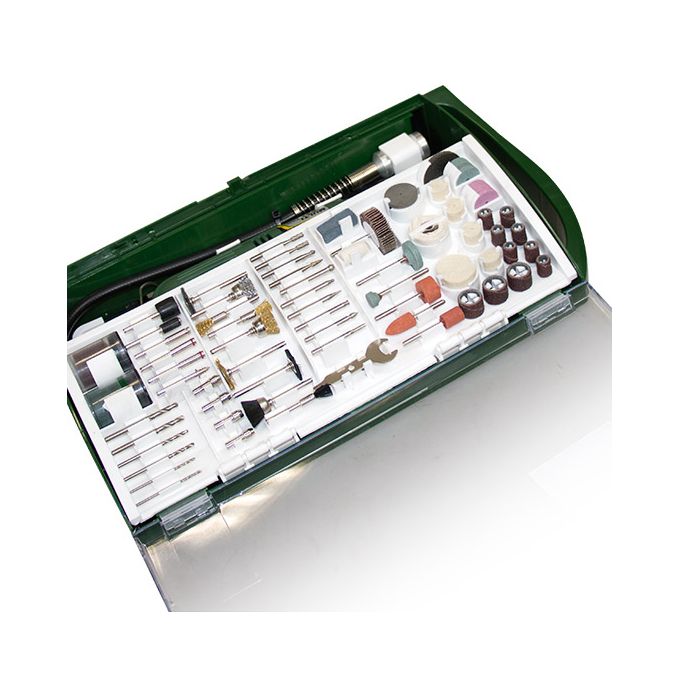 Multi-purpose drill, 130W, multiple speeds + flexible + 200 accessory pieces