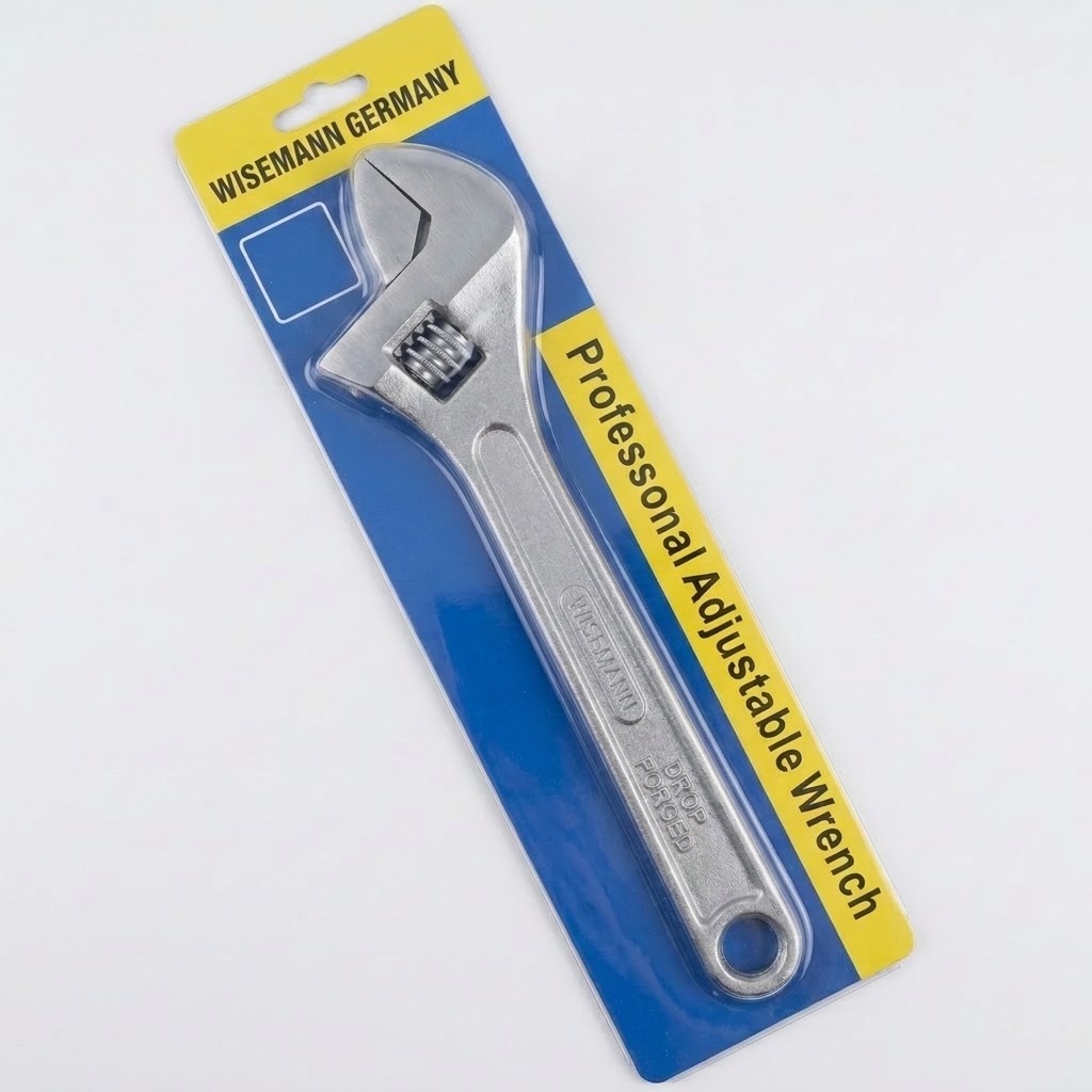 Carbon Steel Full Polish Adjustable Wrench - 8 Inch