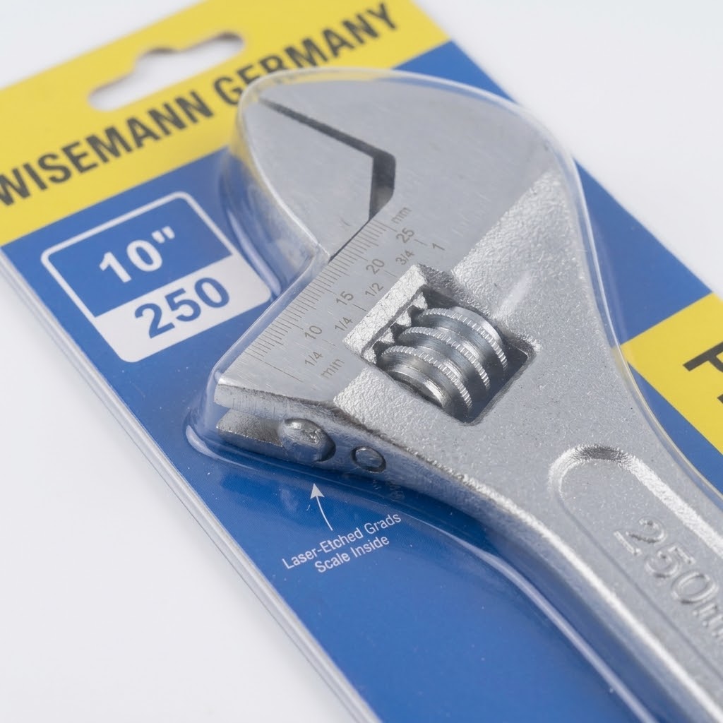 Carbon Steel Full Polish Adjustable Wrench - 10"