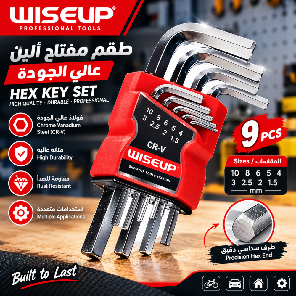 Allen Key Set 9 PCS 1.5-2-2.5-3-4-5-6-8-10 MM